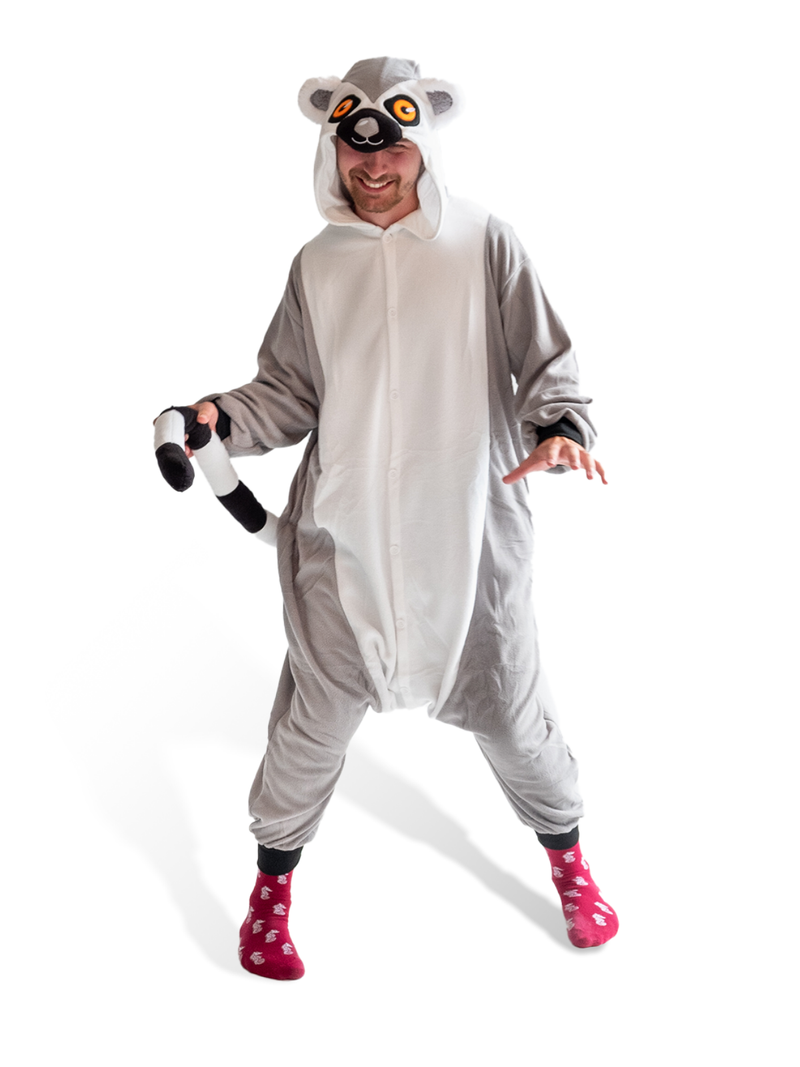 Ring-Tailed Lemur Animal Kigurumi Adult Onesie Costume Pajamas Main2 KIGU-KG-033